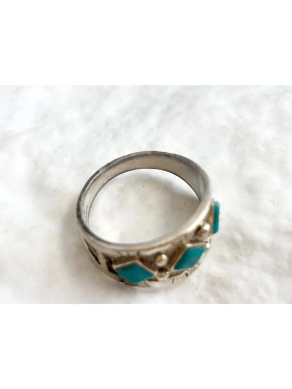 Bell Trading Post Turquoise Navajo Sterling Silver 925 Vintage Ring - sz 12.5